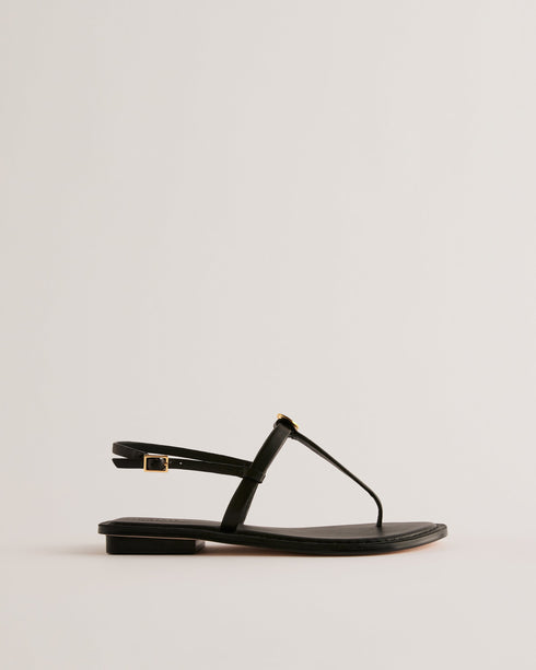 HARPURR-Sandals-Flat T-Strap Sandal With Signature Coin- Ted Baker Romania